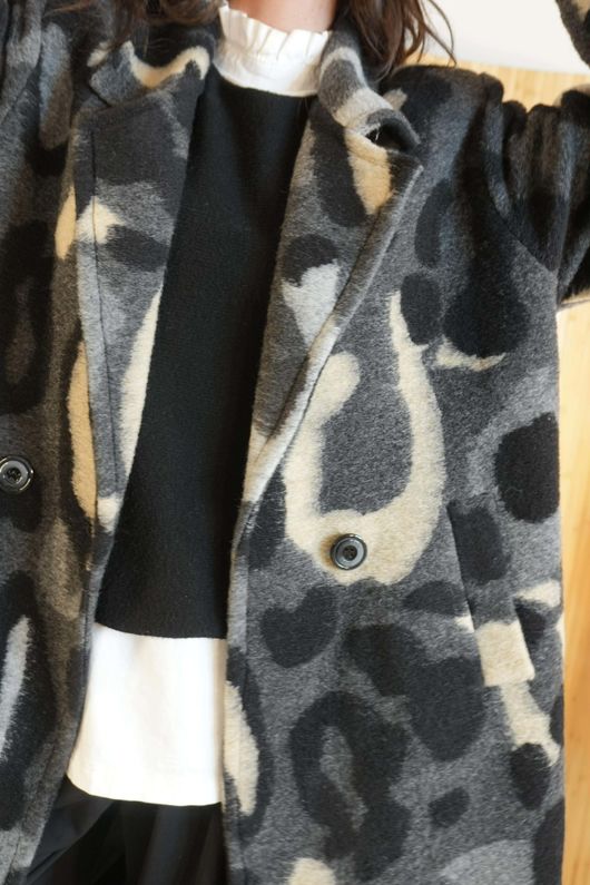 Hanbury Boiled Wool Longline Jacket Grey & Black /9=